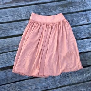 Silk A line Rose gold pink copper Skirt 4 4P petite S small